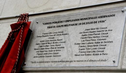 Placa asesinados tras el Golpe Militar del 36